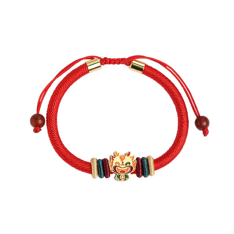 Buddha Stonesハンドメイド925スターリングシルバードラゴン年かわいい中国の十二支幸運編み込みレッドブレスレット - image 7