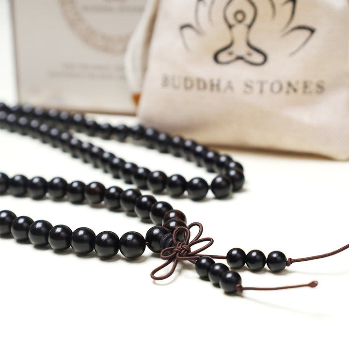 Buddha Stones108 個入りMalaビーズ ブレスレット 祈り 瞑想 白檀 弾性