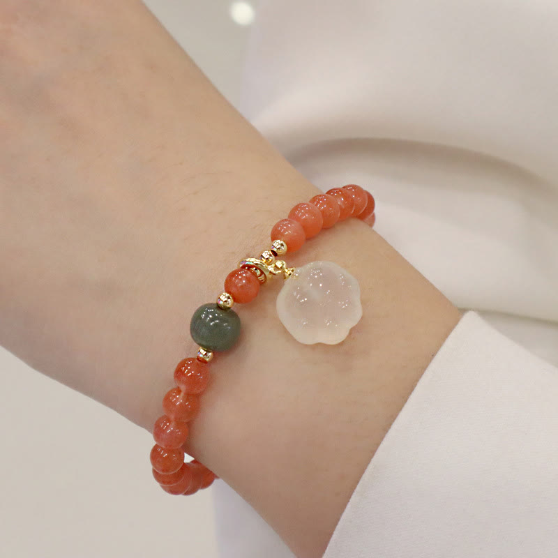 Buddha Stones赤瑪瑙 玉髄 猫の足跡 翡翠 自信のブレスレット - image 3