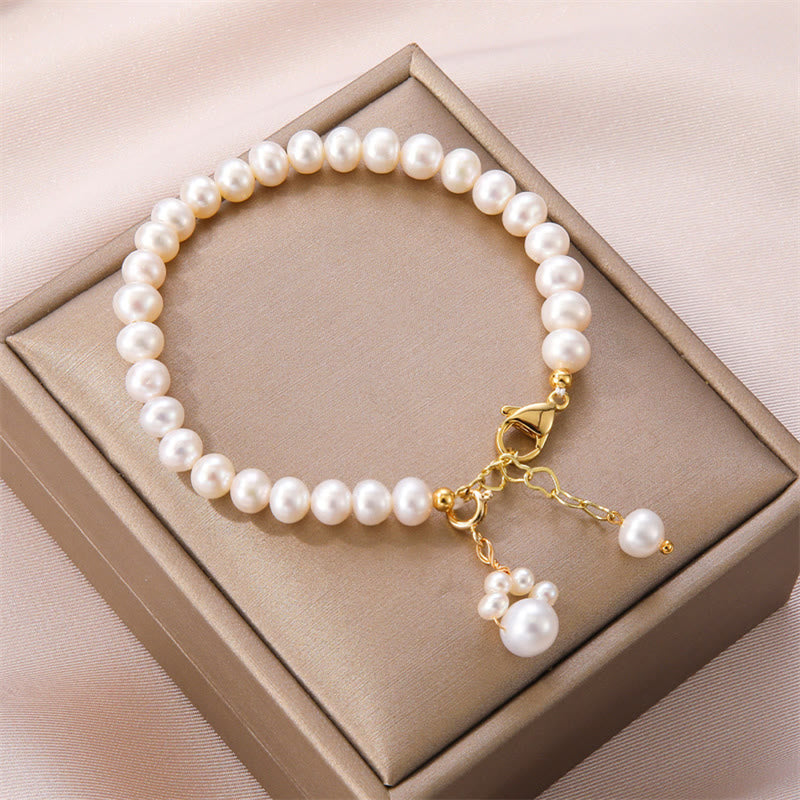 Buddha Stonesパール猫の足跡ヒーリングチェーンブレスレット - パール（癒し♥知恵） - image 1