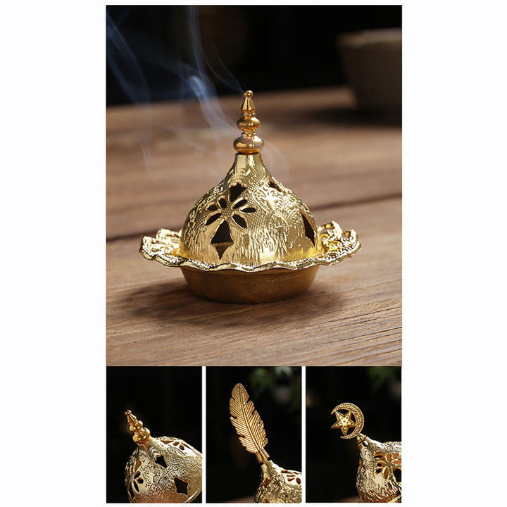 金色のひょうたん型星羽根スピリチュアル瞑想用ミニ合金製香炉