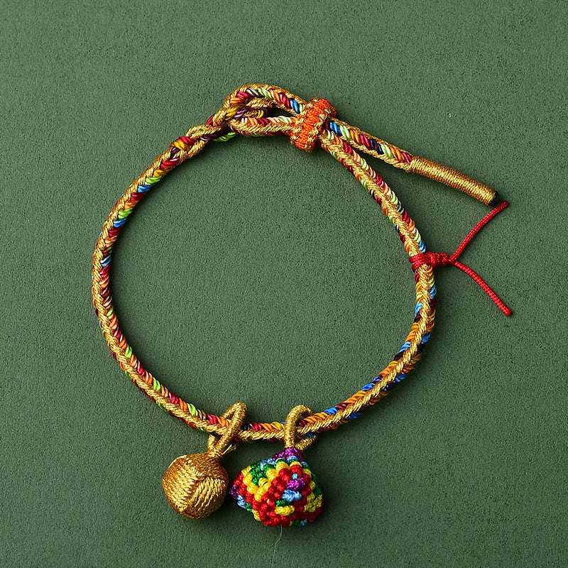 Buddha Stonesカラフルロープ 幸運 手作り 粽 ゴールデンボール チャームブレスレット