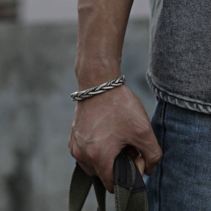 Buddha Stonesバイキングスタイルのツイスト編み模様銅製バランスブレスレットバングル - image 9