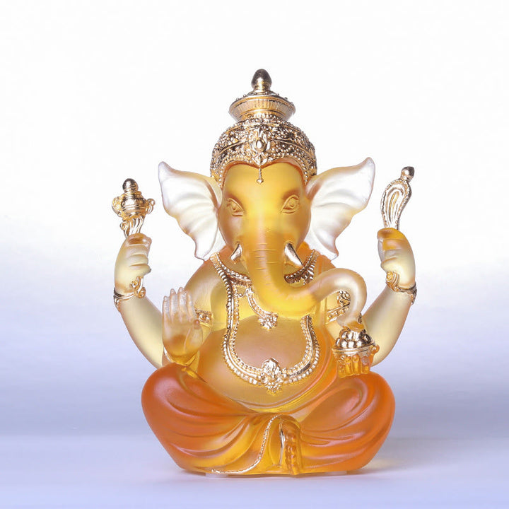 Buddha Stones手作り ガネーシャ ガンパティ 象の置物 リュウリ クリスタル アートピース 守護像 家の装飾