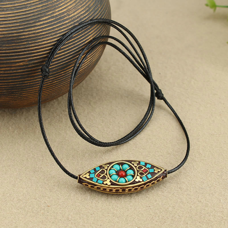 Buddha Stonesチベットターコイズビーズマーキスパターン保護強度ネックレスペンダント - image 1