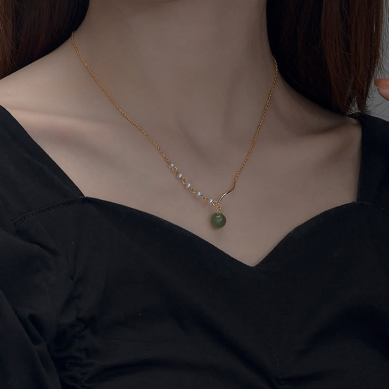 仏石天然和田翡翠パール幸運ビーズネックレスペンダント - image 2