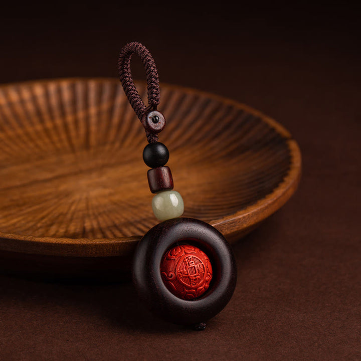 チベットのBuddha Stones、Om Mani Padme Hum、貔貅（ピクシウ）銅貨、小葉、紅檀、辰砂、守護キーチェーン