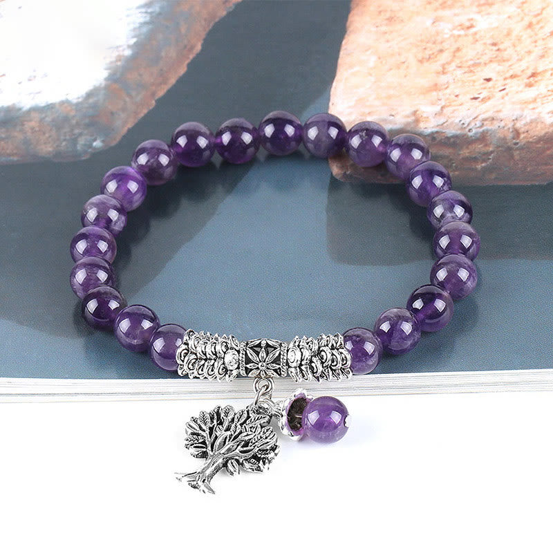 Buddha Stones天然石 生命の樹 ラッキーチャーム ストレッチブレスレット