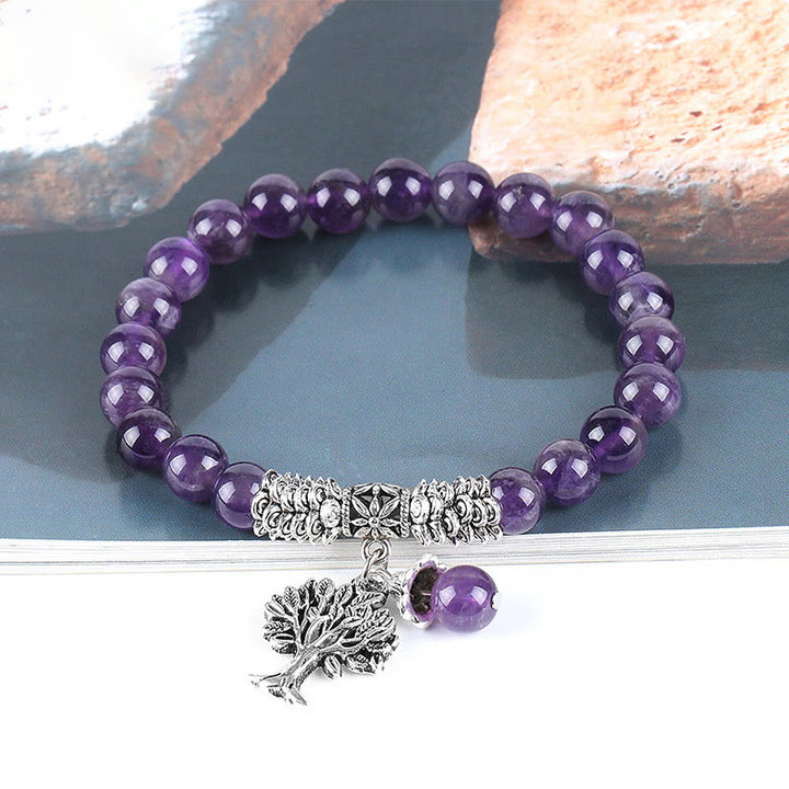 Buddha Stones天然石 生命の樹 ラッキーチャーム ストレッチブレスレット