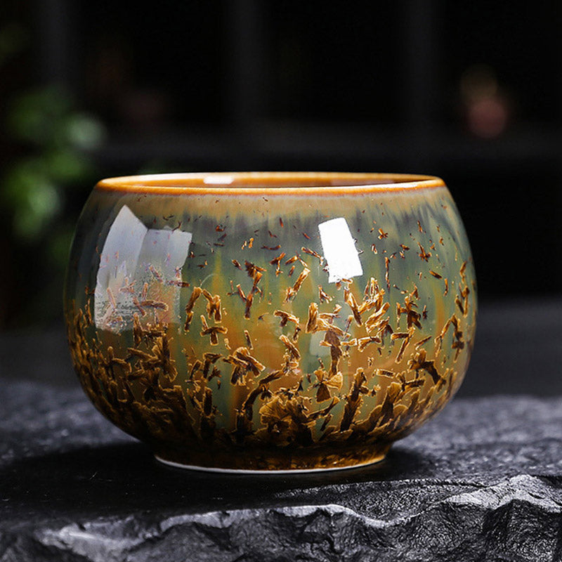 Buddha Stonesカラフルブラウン 陶器 ティーカップ カンフー ティーカップ ボウル