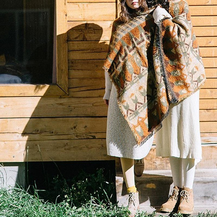 Buddha Stonesチベットショール クラシックな幾何学模様 冬用 心地よい旅行用スカーフ ラップ - image 11