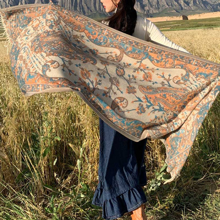 Buddha Stonesチベット花枝タッセルショール 心地よい旅行用スカーフラップ - image 2