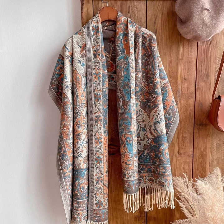 Buddha Stonesチベット花枝タッセルショール 心地よい旅行用スカーフラップ - image 10