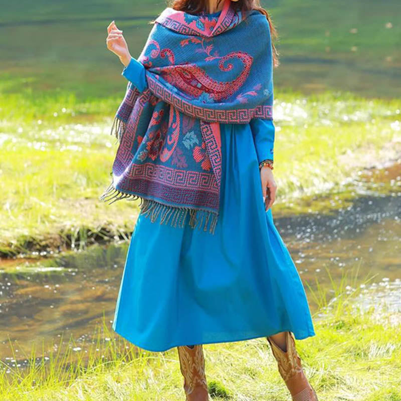 Buddha Stones、チベットの花、葉の模様デザインショール、心地よい旅行用スカーフラップ - image 15