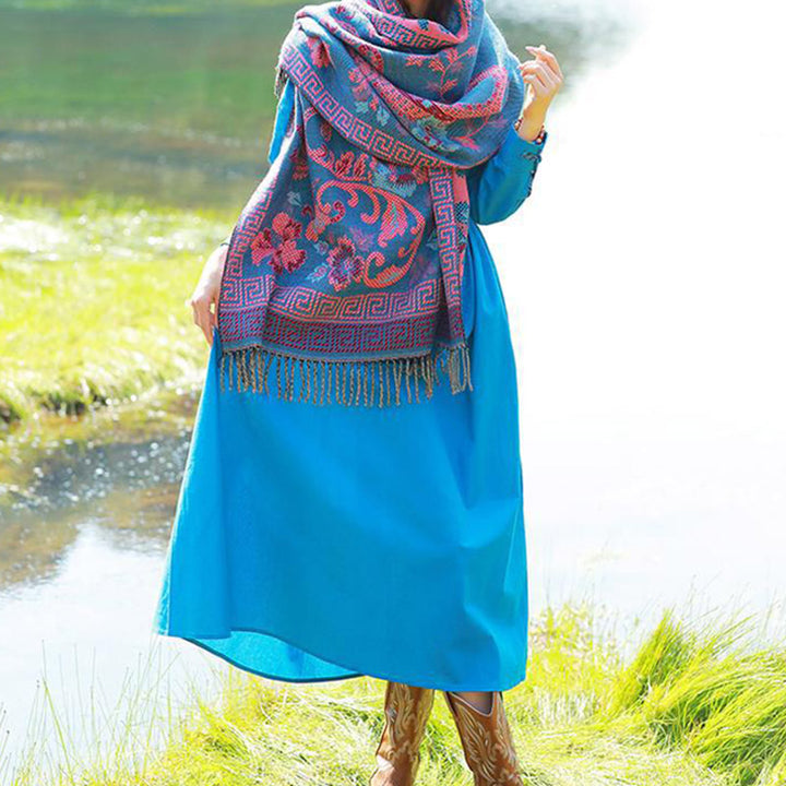 Buddha Stones、チベットの花、葉の模様デザインショール、心地よい旅行用スカーフラップ - image 18