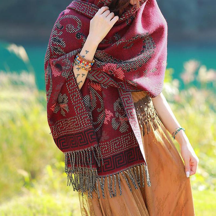 Buddha Stones、チベットの花、葉の模様デザインショール、心地よい旅行用スカーフラップ - image 26