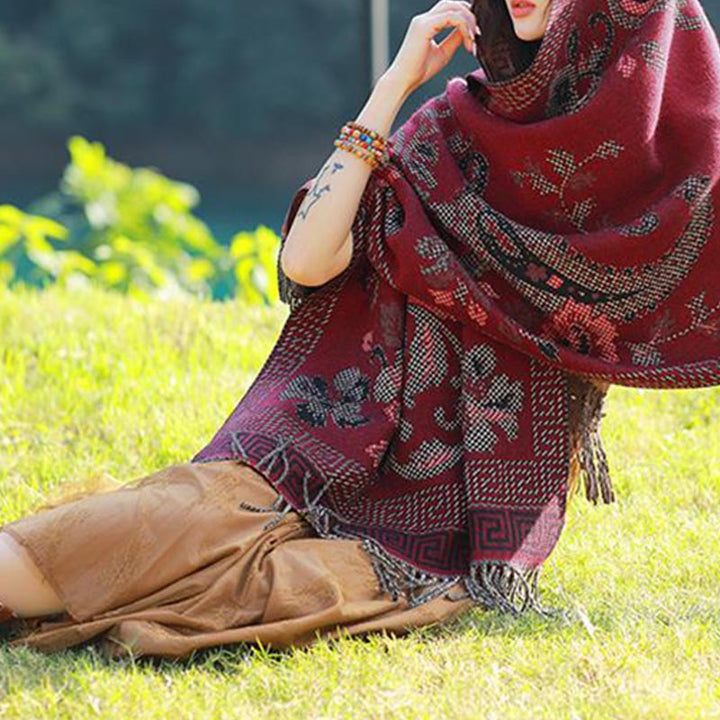 Buddha Stones、チベットの花、葉の模様デザインショール、心地よい旅行用スカーフラップ - image 29