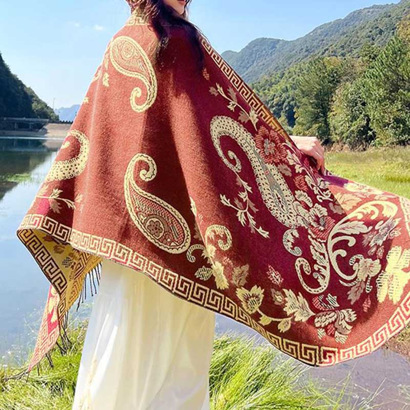 Buddha Stones、チベットの花、葉の模様デザインショール、心地よい旅行用スカーフラップ - image 32