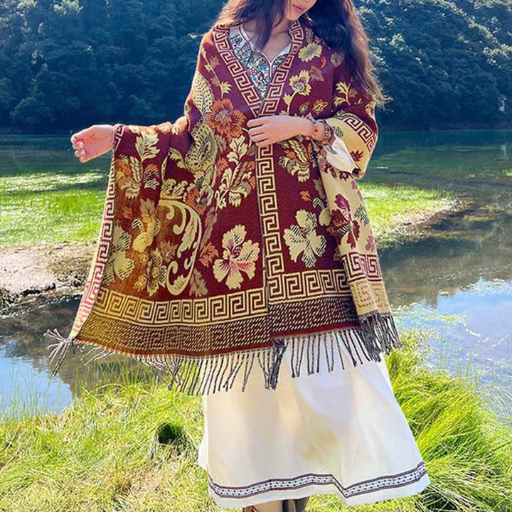 Buddha Stones、チベットの花、葉の模様デザインショール、心地よい旅行用スカーフラップ - image 34