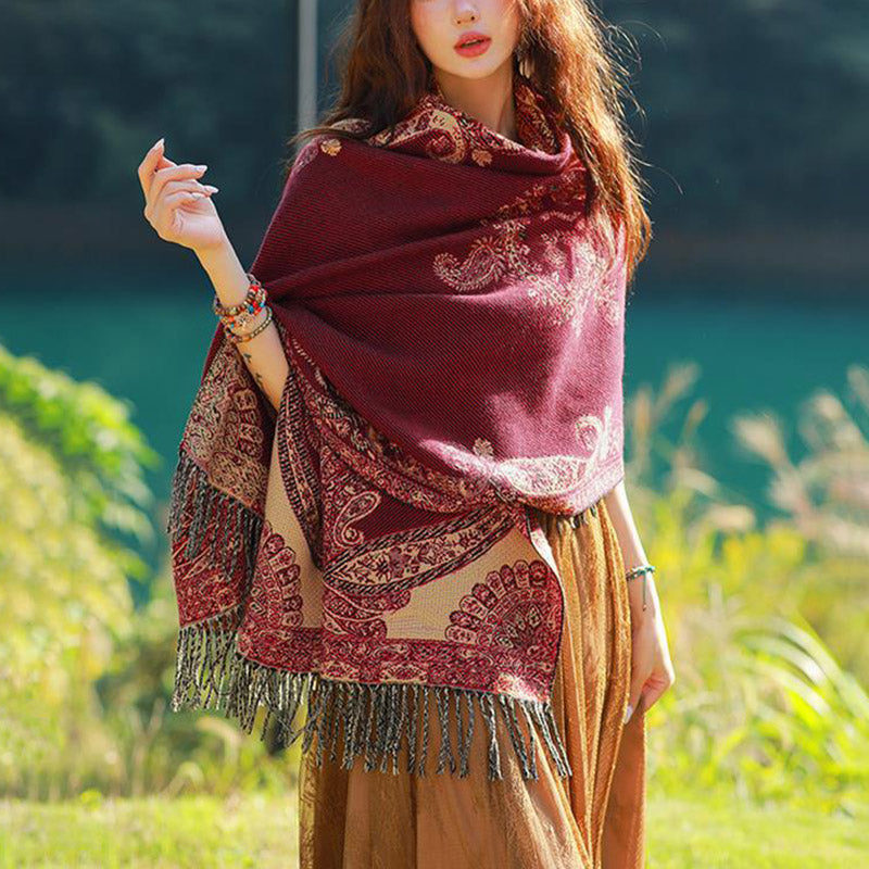 Buddha Stonesチベットの蔓葉模様デザイン ショール 心地よい旅行用スカーフ ラップ - image 7