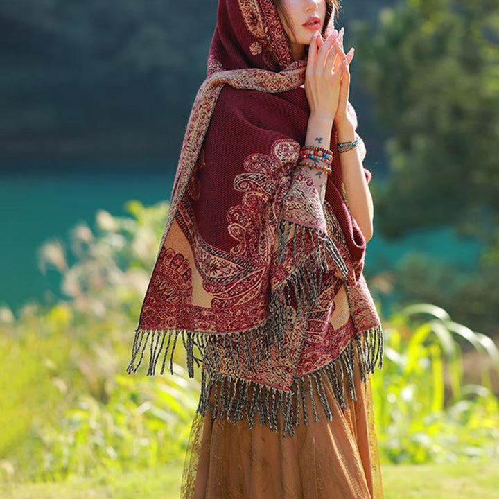 Buddha Stonesチベットの蔓葉模様デザイン ショール 心地よい旅行用スカーフ ラップ - image 10