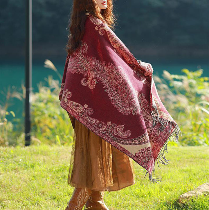 Buddha Stonesチベットの蔓葉模様デザイン ショール 心地よい旅行用スカーフ ラップ - image 3