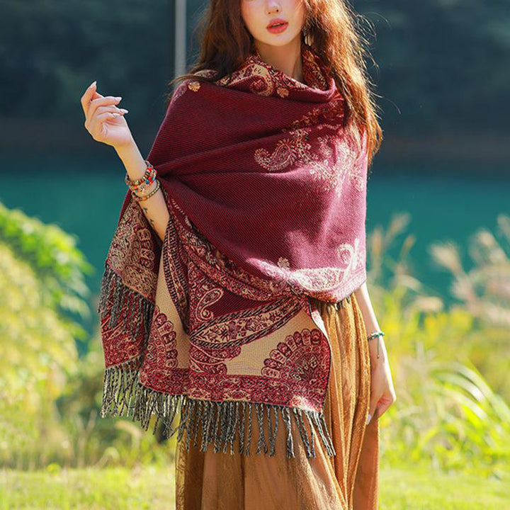 Buddha Stonesチベットの蔓葉模様デザイン ショール 心地よい旅行用スカーフ ラップ - image 7