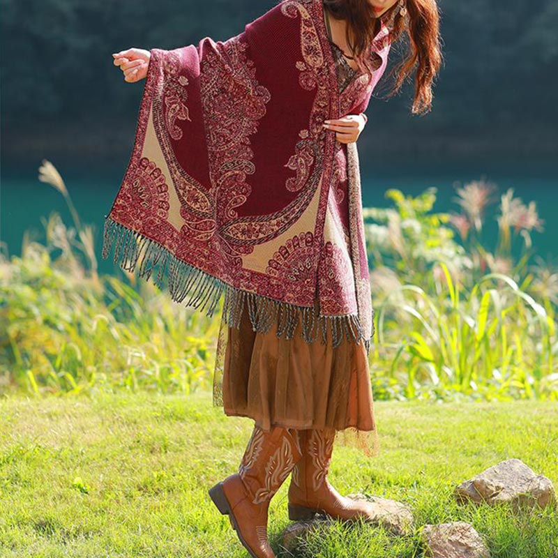 Buddha Stonesチベットの蔓葉模様デザイン ショール 心地よい旅行用スカーフ ラップ - image 5