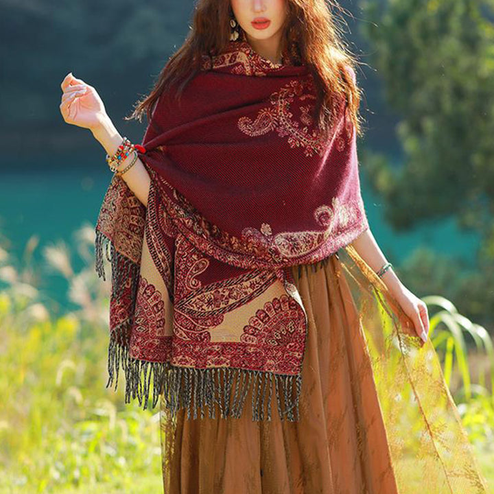 Buddha Stonesチベットの蔓葉模様デザイン ショール 心地よい旅行用スカーフ ラップ - image 11