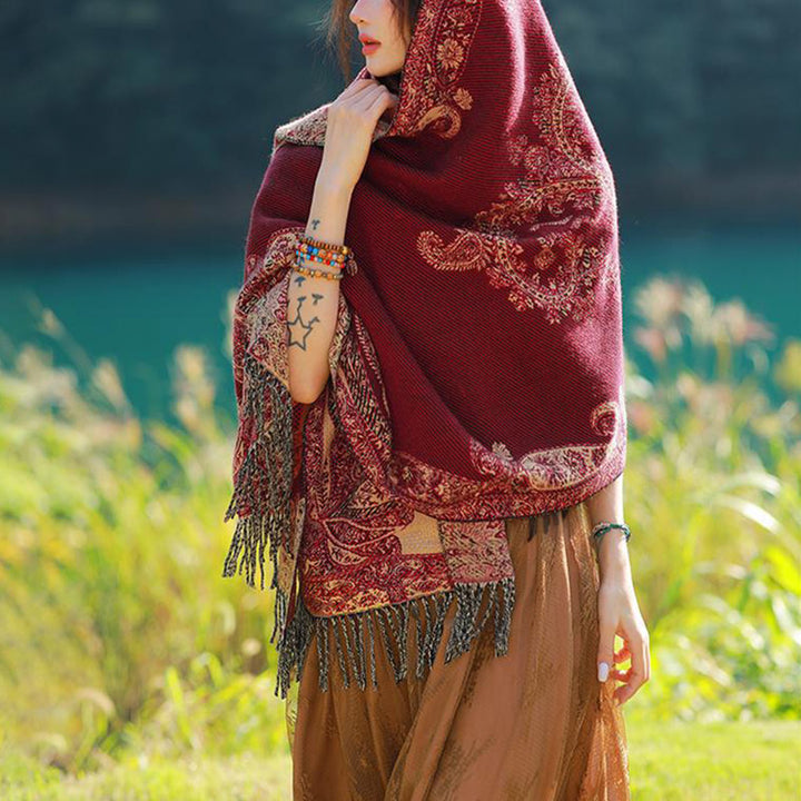 Buddha Stonesチベットの蔓葉模様デザイン ショール 心地よい旅行用スカーフ ラップ - image 4