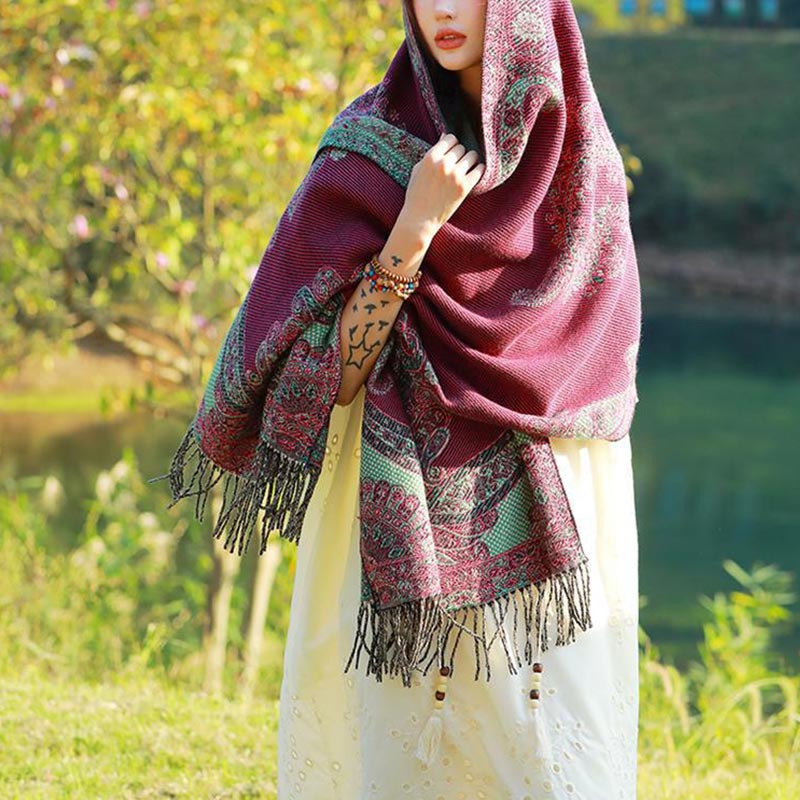 Buddha Stonesチベットの蔓葉模様デザイン ショール 心地よい旅行用スカーフ ラップ - image 15