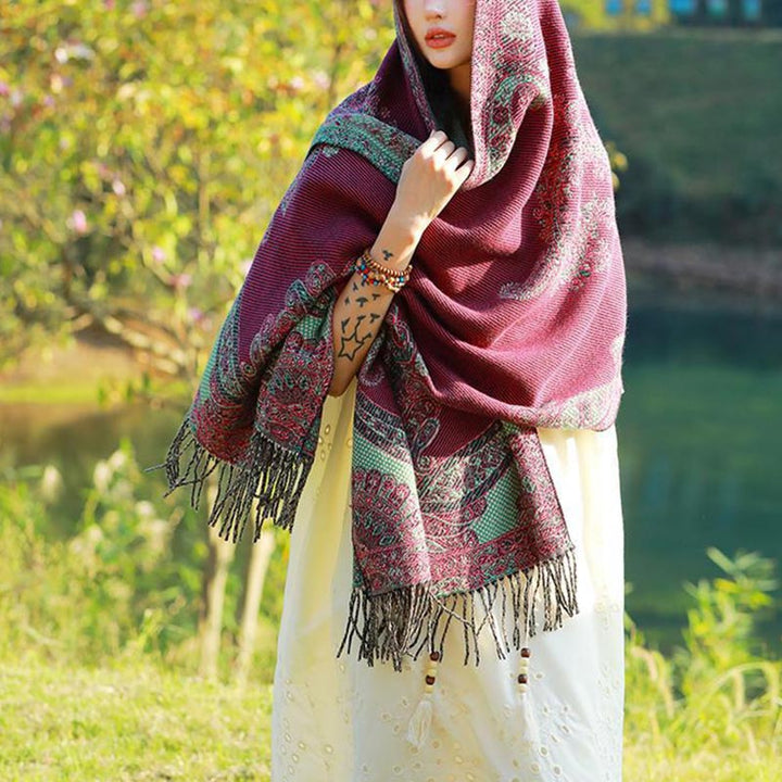 Buddha Stonesチベットの蔓葉模様デザイン ショール 心地よい旅行用スカーフ ラップ - image 15