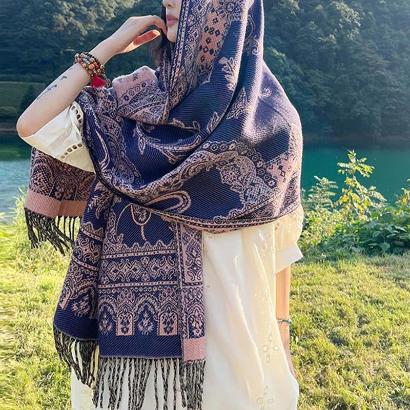 Buddha Stonesヴィンテージ チベット 葉柄 デザイン ショール 心地よい 旅行用 スカーフ ラップ - image 11