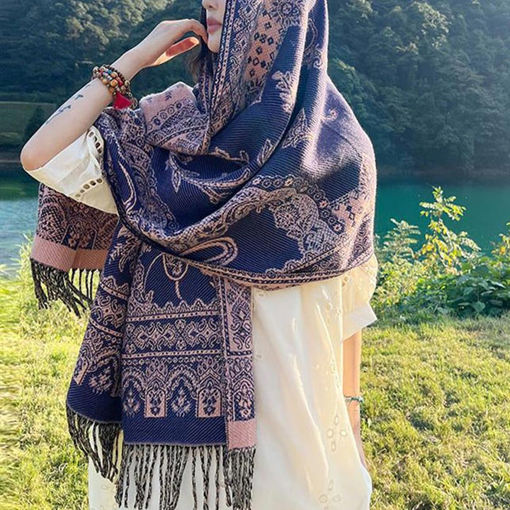 Buddha Stonesヴィンテージ チベット 葉柄 デザイン ショール 心地よい 旅行用 スカーフ ラップ - image 11