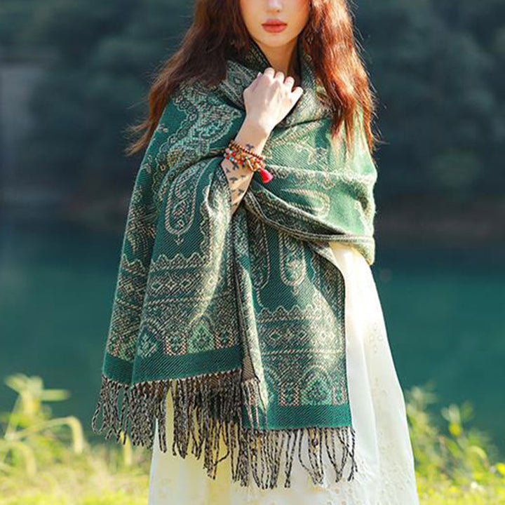 Buddha Stonesヴィンテージ チベット 葉柄 デザイン ショール 心地よい 旅行用 スカーフ ラップ - image 23