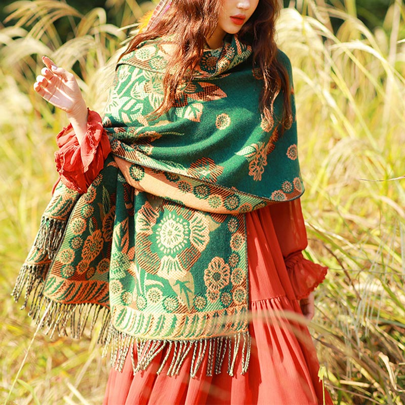 Buddha Stonesの花 花柄 葉柄 デザイン ショール 心地よい 旅行用 スカーフ ラップ - image 21