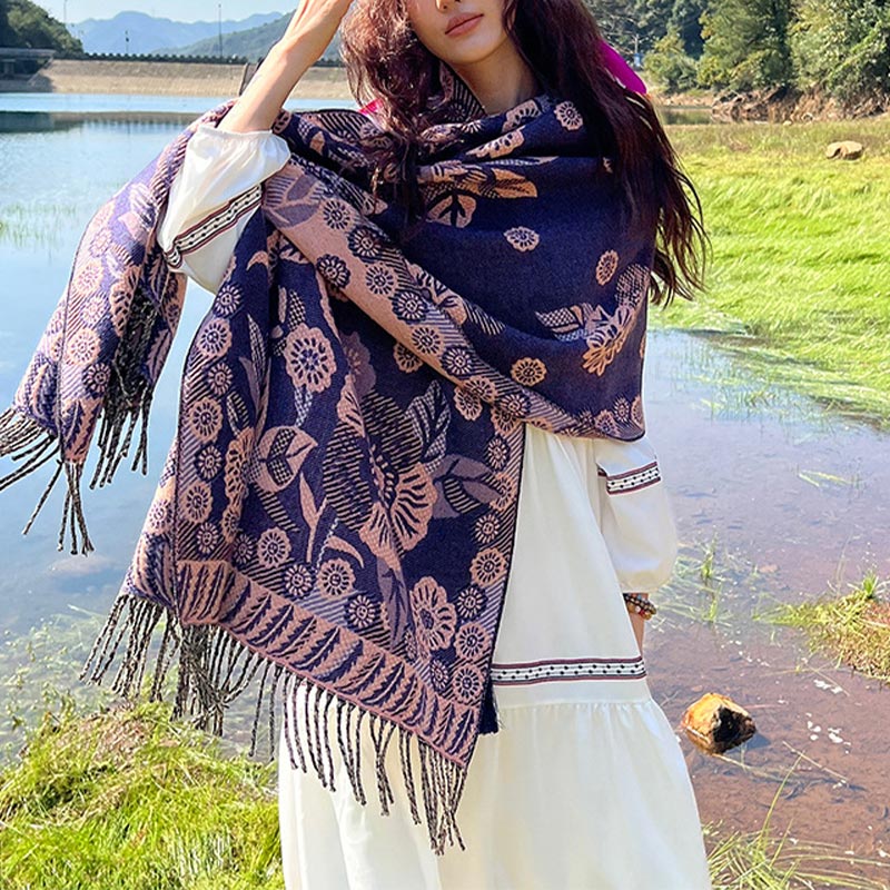 Buddha Stonesの花 花柄 葉柄 デザイン ショール 心地よい 旅行用 スカーフ ラップ - 蘭 - image 35