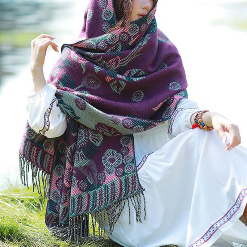 Buddha Stonesの花 花柄 葉柄 デザイン ショール 心地よい 旅行用 スカーフ ラップ - image 18