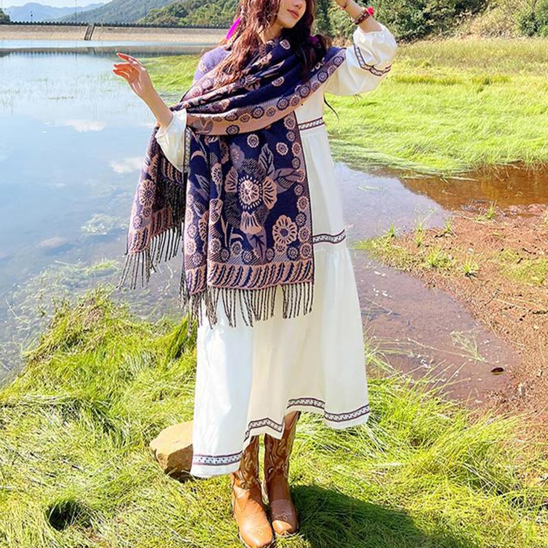 Buddha Stonesの花 花柄 葉柄 デザイン ショール 心地よい 旅行用 スカーフ ラップ - image 37