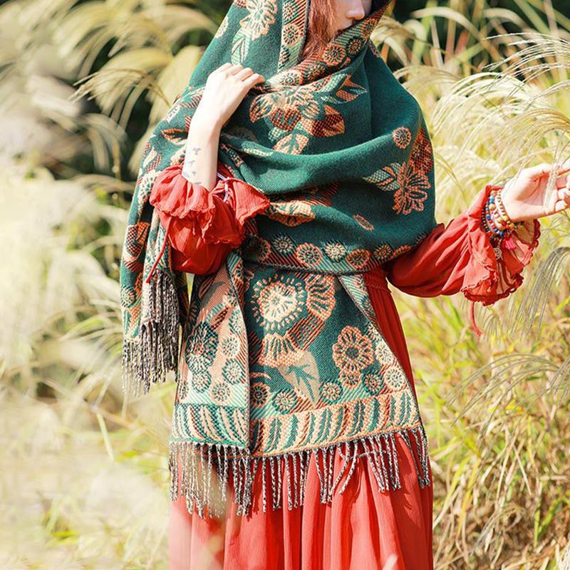 Buddha Stonesの花 花柄 葉柄 デザイン ショール 心地よい 旅行用 スカーフ ラップ - image 22