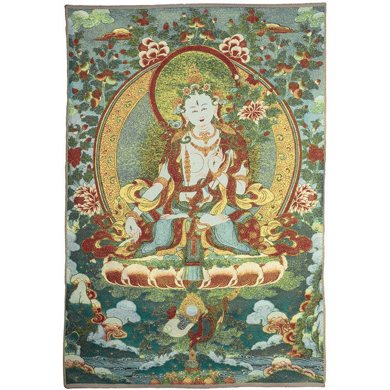 Buddha Stonesチベット刺繍 ホワイト ターラ タンカ タペストリー 壁掛け 壁アート 瞑想 室内装飾用 - image 10