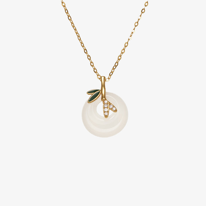 Buddha Stones925スターリングシルバー 天然カルセドニー 竹の葉 ピース平和のお守りチャームポジティブネックレスペンダント - image 4