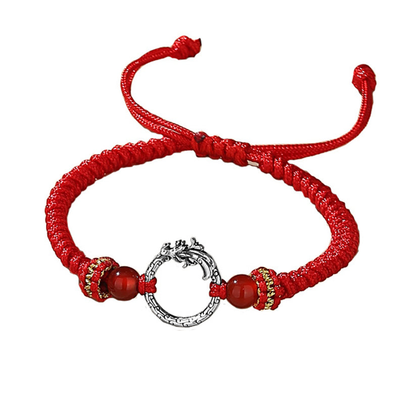 Buddha Stonesハンドメイド925スターリングシルバー龍年鳳凰平和のお守りチャーム幸運カップルブレスレット - image 6