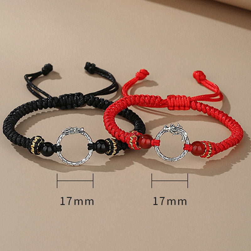 Buddha Stonesハンドメイド925スターリングシルバー龍年鳳凰平和のお守りチャーム幸運カップルブレスレット - image 8