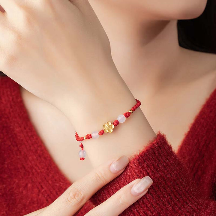 Buddha Stonesハンドメイド 925 スターリングシルバー 桃色 桜 カルセドニー ビーズ 幸運 レッドロープ ブレスレット - image 7