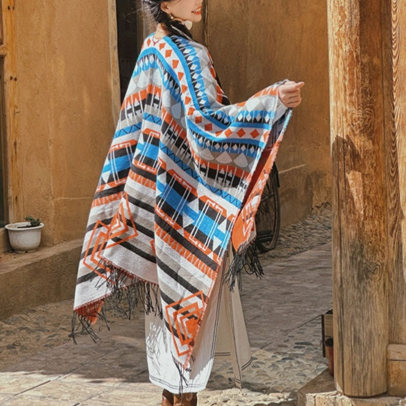 Buddha Stonesチベットショール ストライプ 幾何学模様 冬 快適 旅行 タッセル スカーフ ラップ - image 3