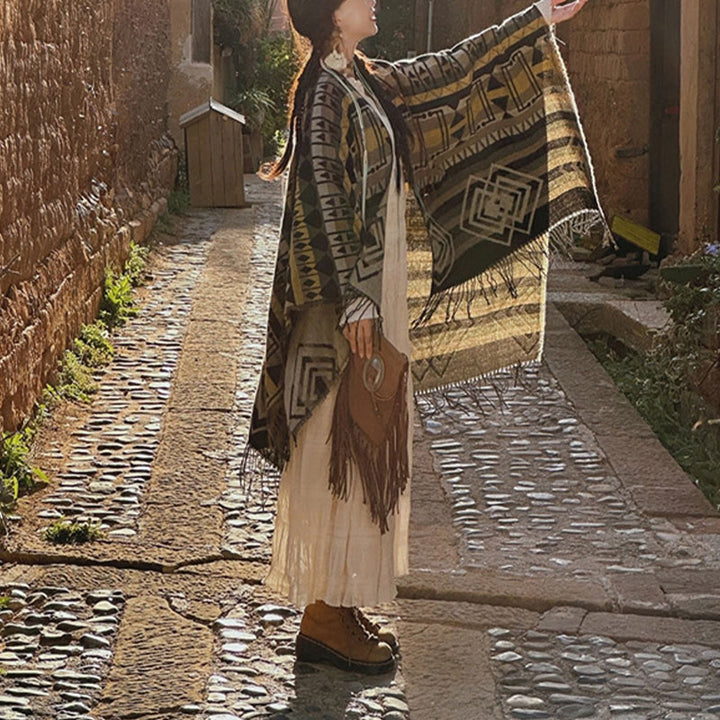 Buddha Stonesチベットショール ストライプ 幾何学模様 冬 快適 旅行 タッセル スカーフ ラップ - image 11