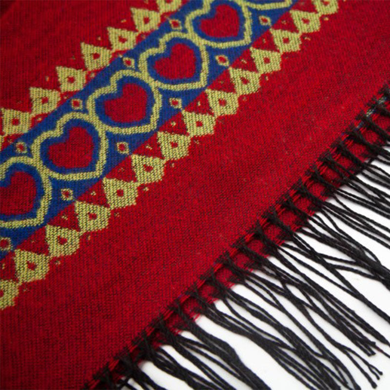 Buddha Stonesチベットショール レッドラブハートタッセルフード付きマント 冬用 快適 旅行用スカーフ ラップ - image 20