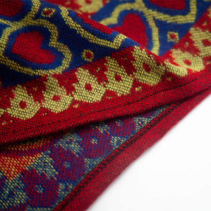 Buddha Stonesチベットショール レッドラブハートタッセルフード付きマント 冬用 快適 旅行用スカーフ ラップ - image 21