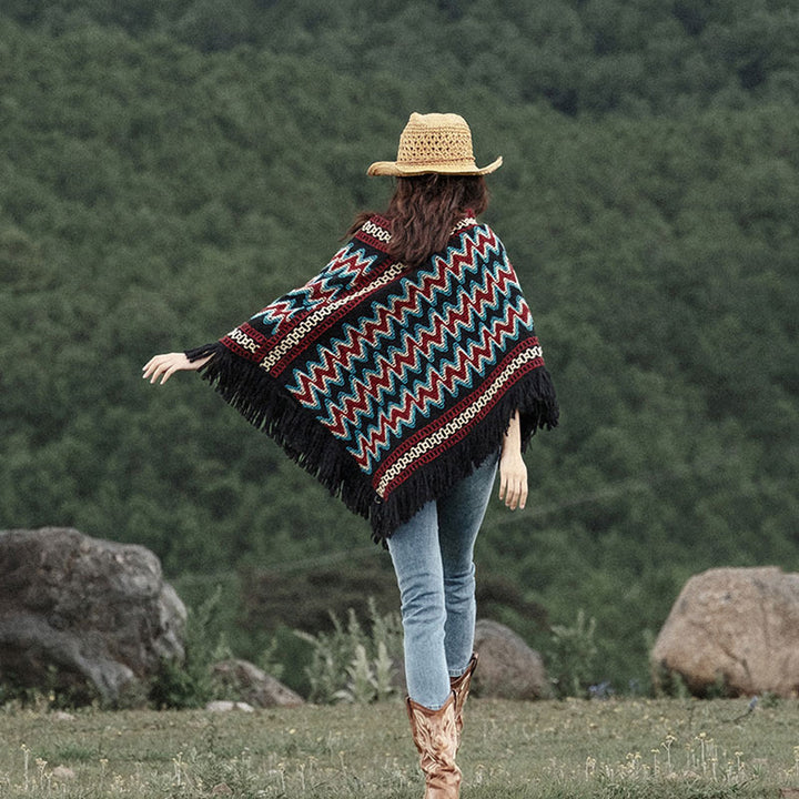 Buddha Stonesチベットショール ストライプニットタッセルプルオーバー 冬用 心地よい旅行用スカーフラップ - image 4